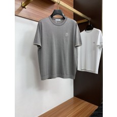 남성 고급 심플 라운드넥 니트 반팔 티셔츠 001-230918