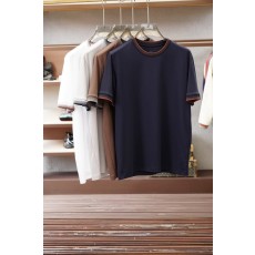 브루넬로 쿠치넬리 스트라이프 라운드넥 반팔 티셔츠 001-230923