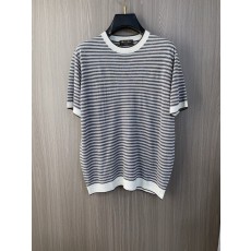 남성 고급 심플 라운드넥 니트 반팔 티셔츠 001-230946