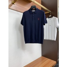 남성 고급 심플 칼라 니트 반팔 티셔츠 001-230955