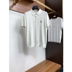 남성 고급 심플 칼라 니트 반팔 티셔츠 001-230956