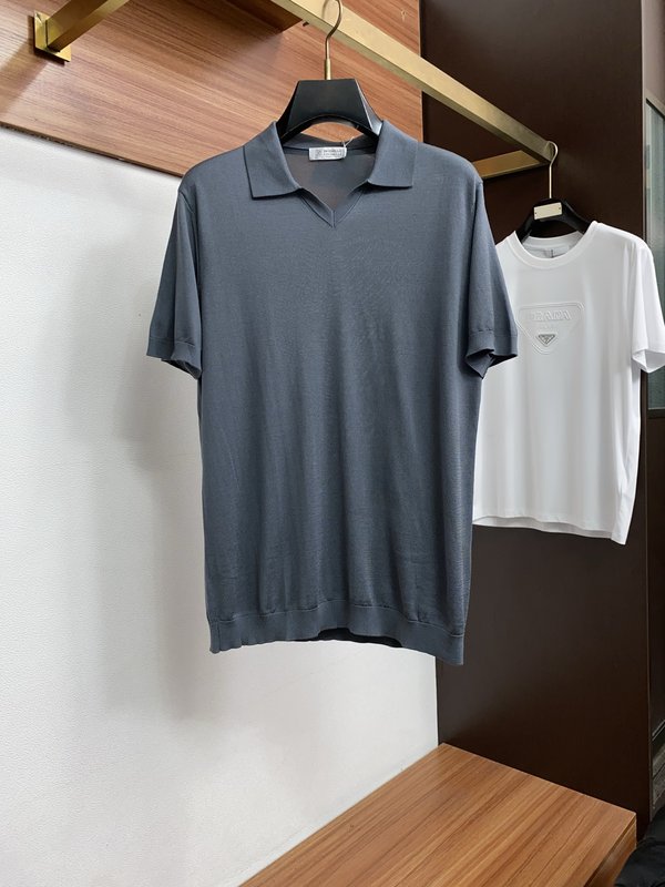 클래식 올드머니 스타일 텐셀 혼방 면 반팔 티셔츠 001-230994