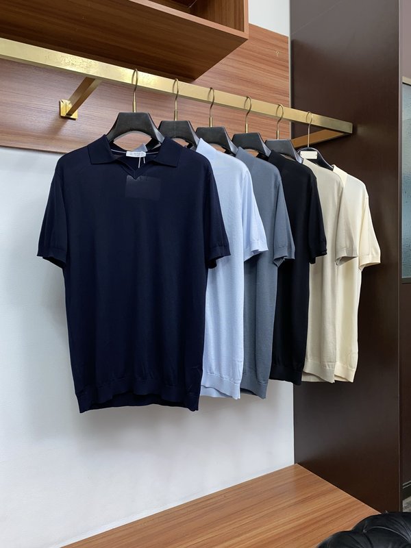 클래식 올드머니 스타일 텐셀 혼방 면 반팔 티셔츠 001-230995