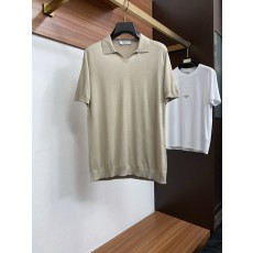 클래식 올드머니 스타일 텐셀 혼방 코튼 반팔 티셔츠 001-231005