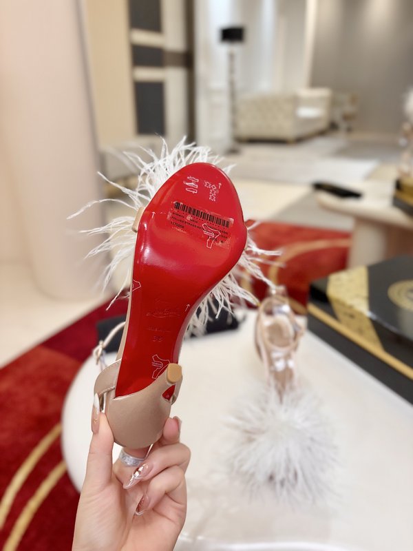 깃털 장식 스틸레토 힐 샌들 001-232079