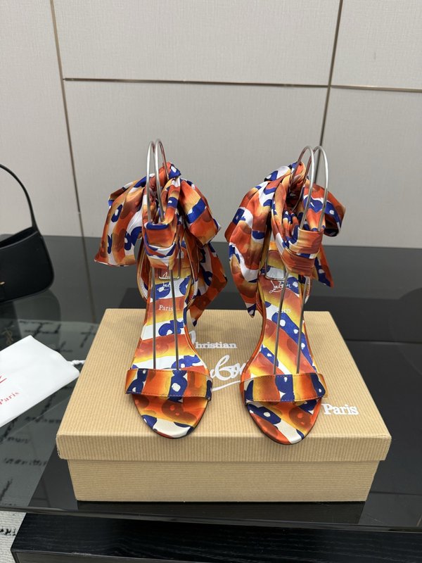 크리스찬 루부탱 실크 하이힐 샌들 001-232084