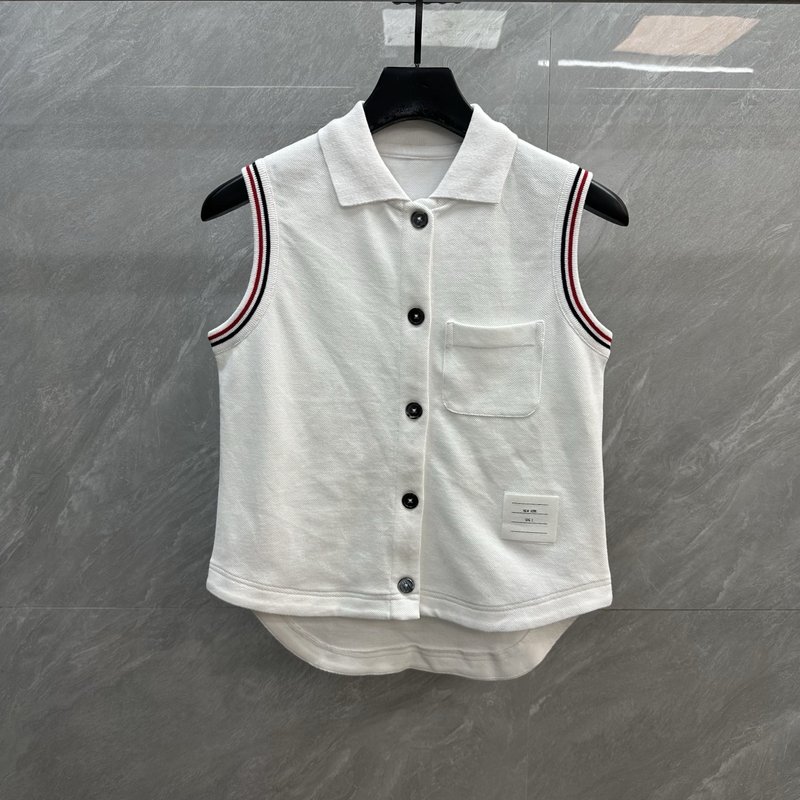 톰브라운 컬러 슬리브 칼라 민소매 조끼 001-232128