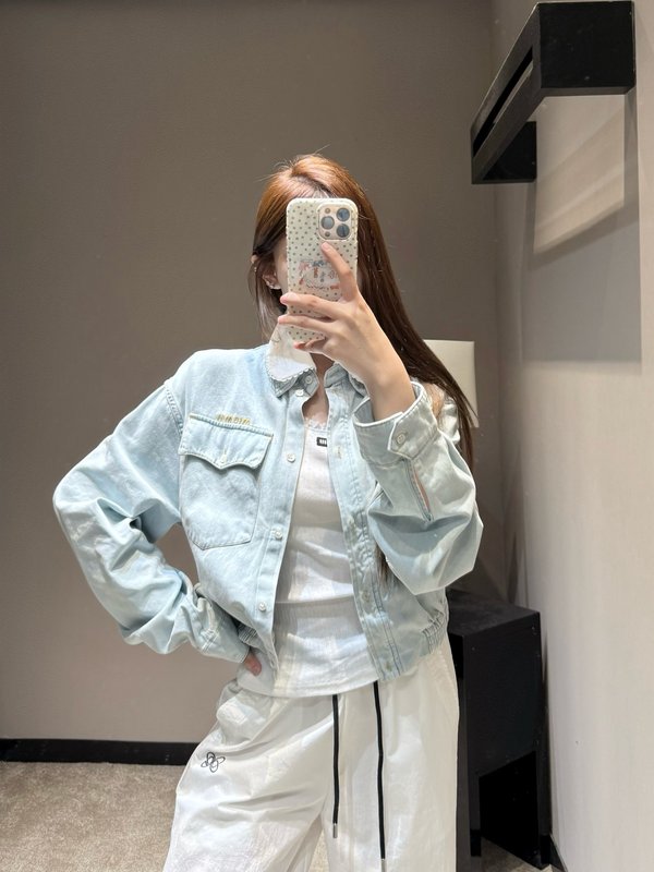 미우미우 레이스 칼라 데님 자켓 001-232273
