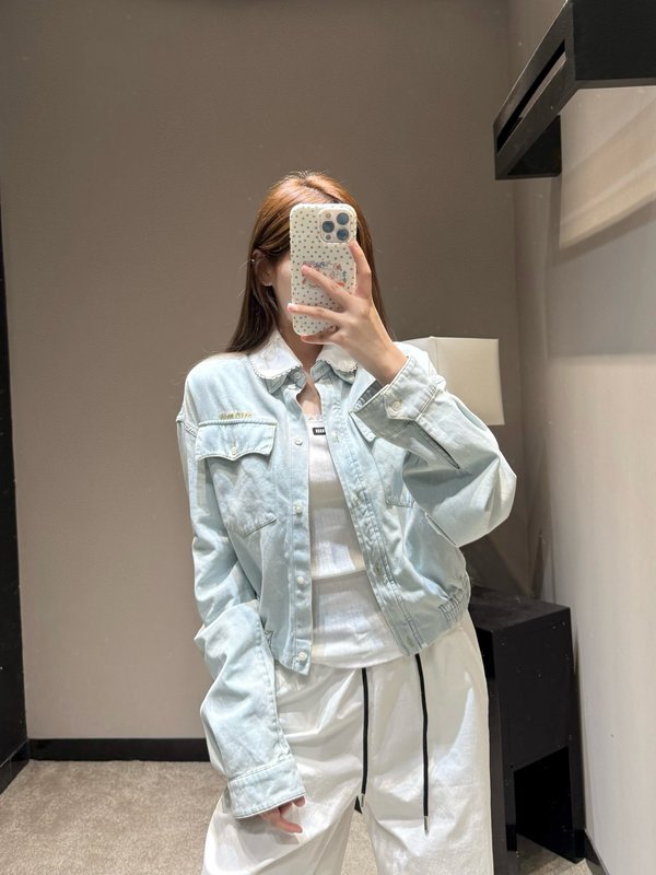 미우미우 레이스 칼라 데님 자켓 001-232273