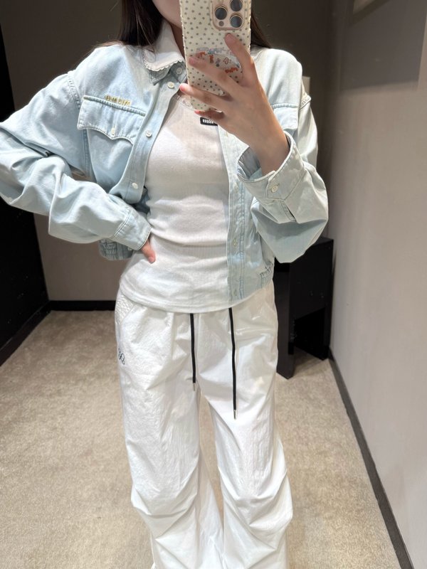 미우미우 레이스 칼라 데님 자켓 001-232273