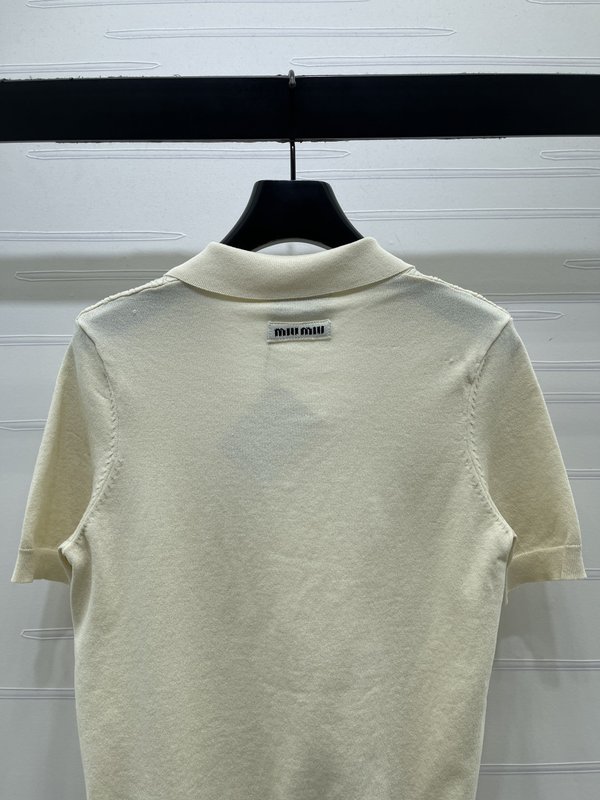미우미우 칼라 리본 레이스 니트 반팔 001-232477