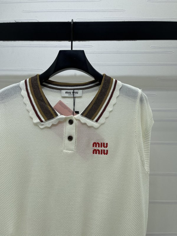 미우미우 레이스 니트 반팔 티셔츠 001-232511