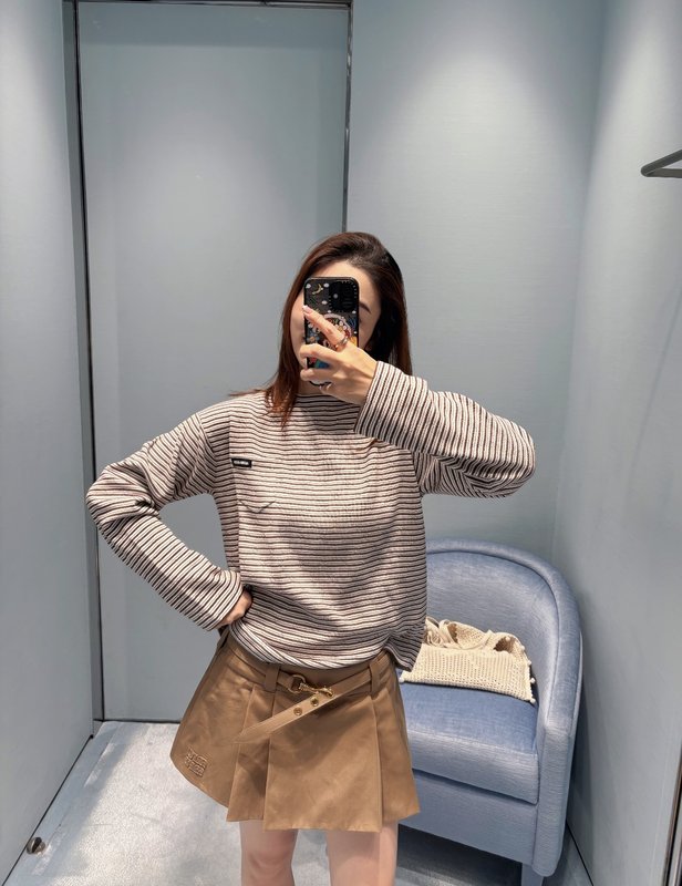 미우미우 스타일 카멜 브라운 플리츠 스커트 001-232520