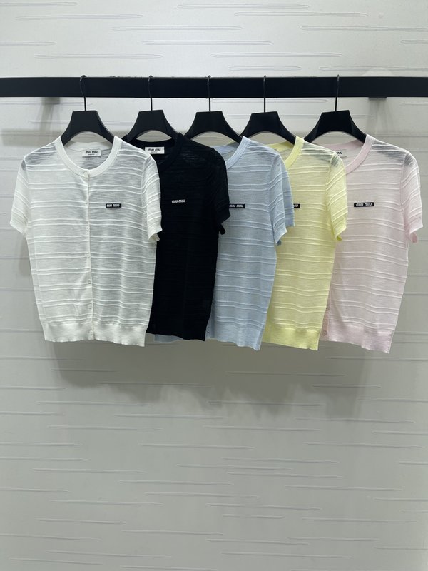 미우미우 라운드 니트 반팔 가디건 001-232660