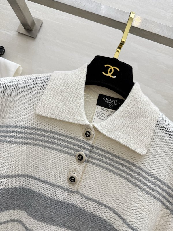 샤넬 빈티지 스트라이프 폴로 니트 001-232742