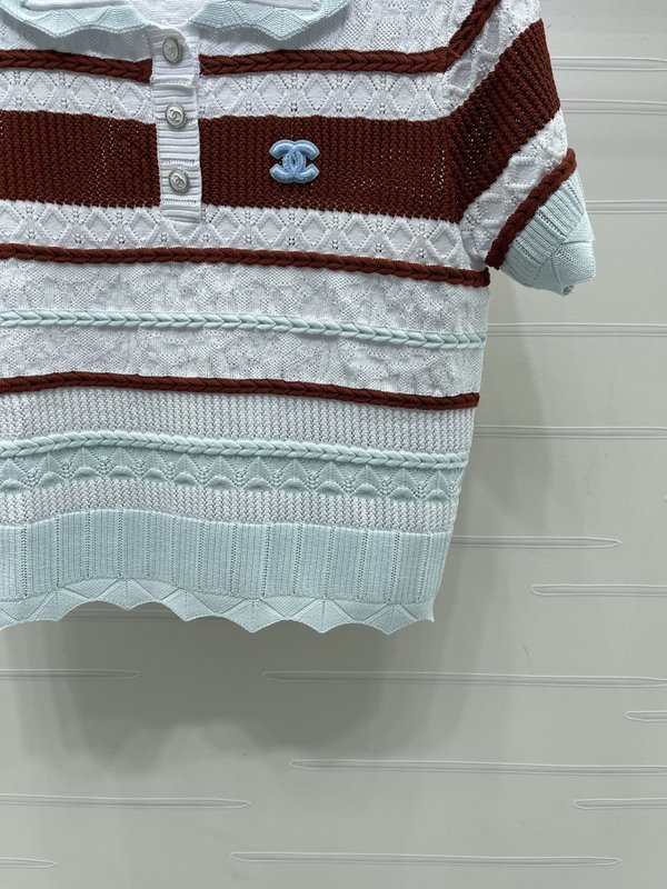 샤넬 칼라 스트라이프 니트 반팔 001-232782
