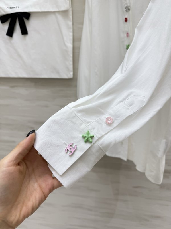 컬러 단추 자수 코튼 리넨 셔츠 001-232899