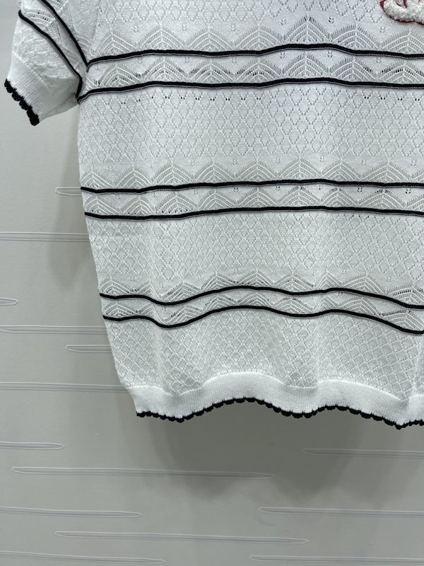 샤넬 스트라이프 오픈워크 니트 반팔 001-233016