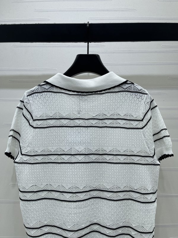 샤넬 스트라이프 오픈워크 니트 반팔 001-233016
