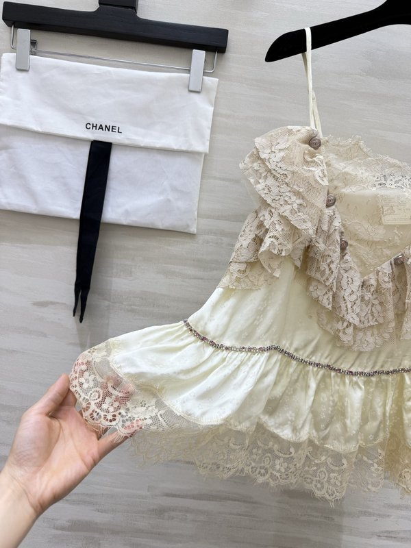 크림 베이지 레이스 민소매 원피스 001-233048
