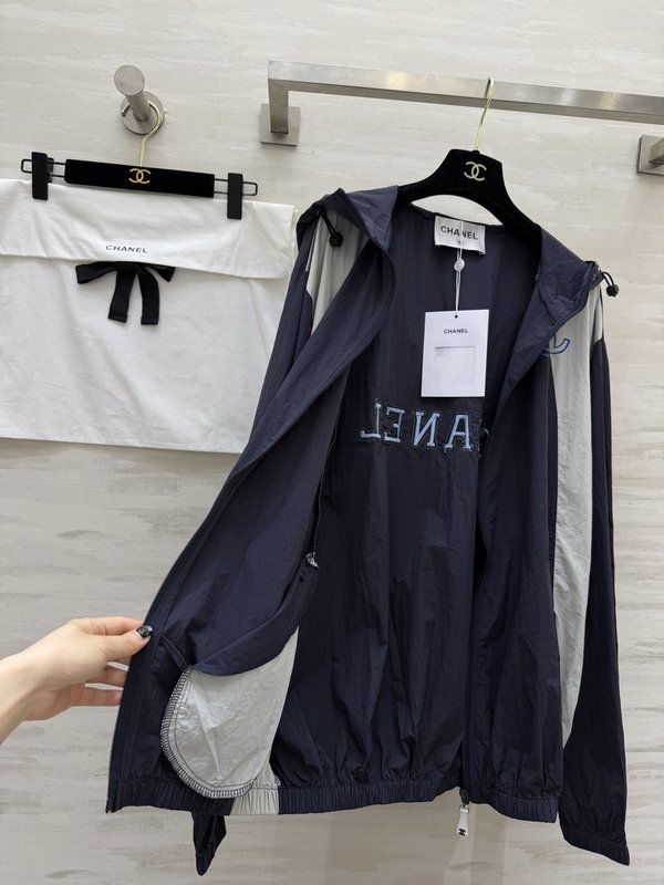 샤넬 컬러블록 후드 자켓 001-233059