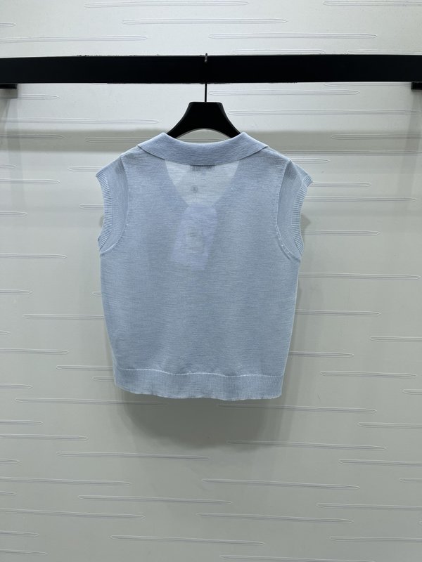 샤넬 칼라 니트 민소매 탑 001-233079