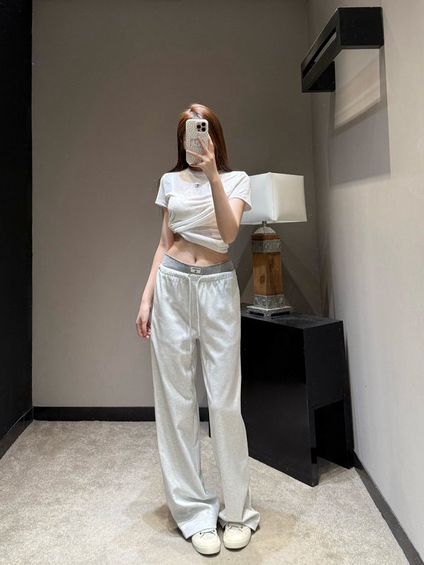 샤넬 하이엔드 베이지 그레이 캐주얼 와이드 팬츠 001-233103