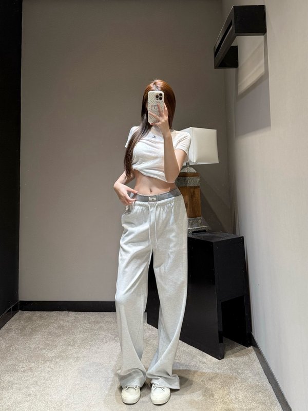 샤넬 하이엔드 베이지 그레이 캐주얼 와이드 팬츠 001-233103