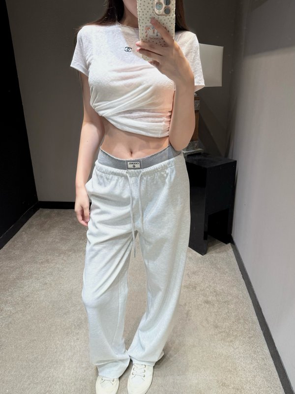 샤넬 하이엔드 베이지 그레이 캐주얼 와이드 팬츠 001-233103
