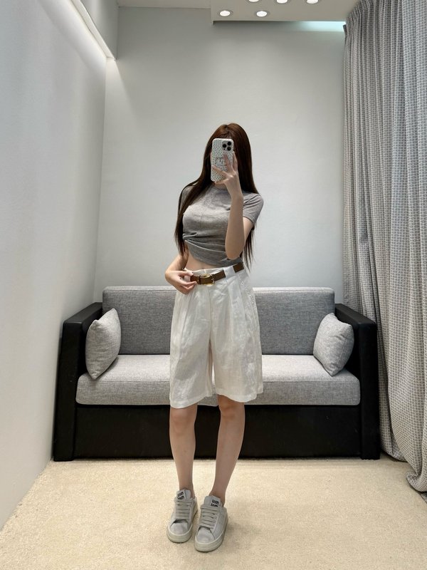 샤넬 린넨 플리츠 쇼츠 001-233104