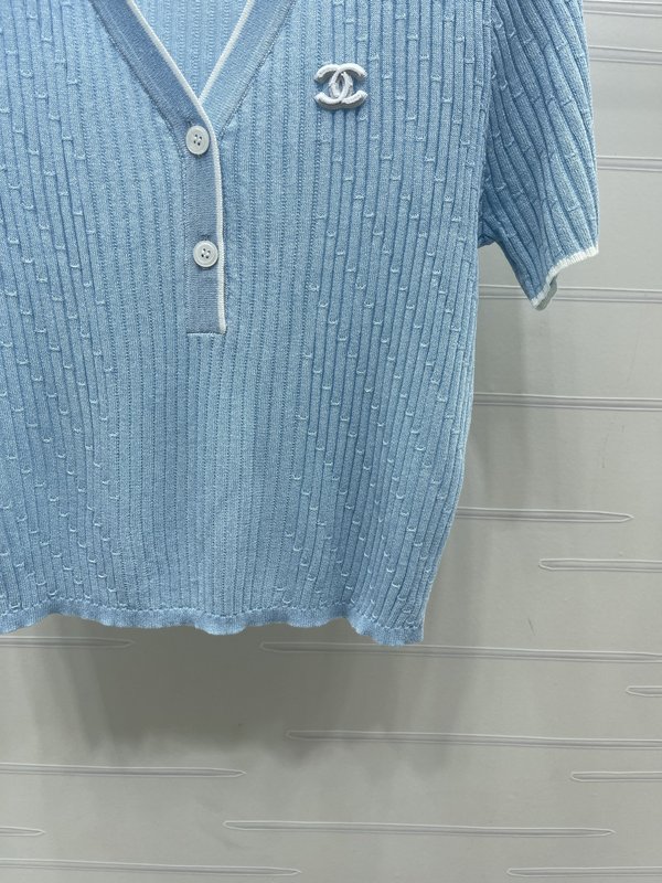 샤넬 칼라 니트 반팔 티셔츠 001-233126