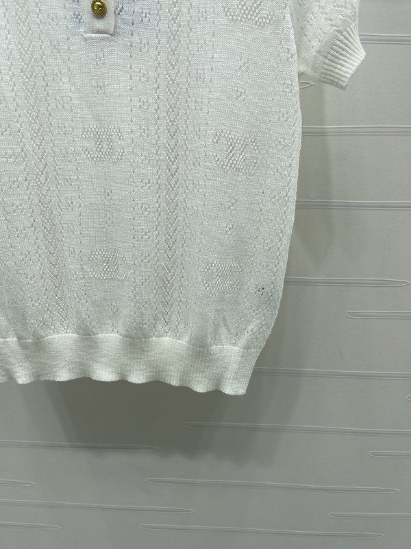 샤넬 레이스 칼라 니트 반팔 티셔츠 001-233139