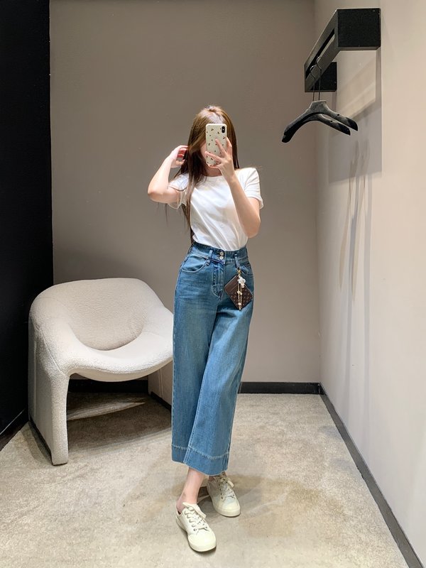 루이비통 메탈 플라워 체인 가방 데님 팬츠 001-233150