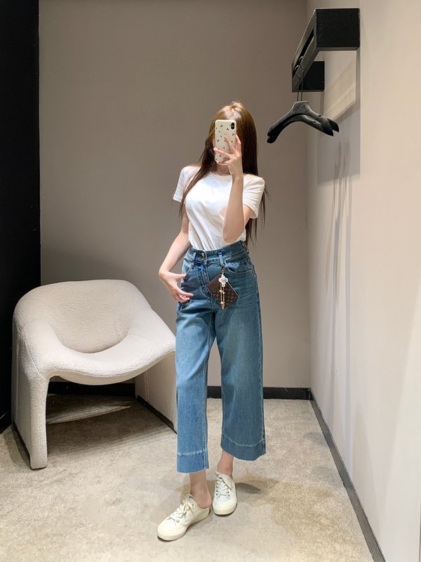 루이비통 메탈 플라워 체인 가방 데님 팬츠 001-233150