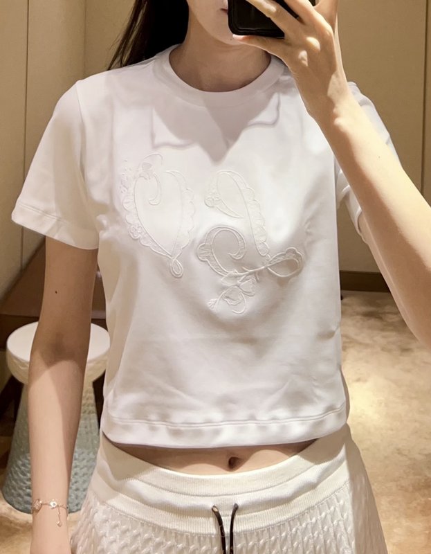 루이비통 자수 레이스 숏티셔츠 001-233151