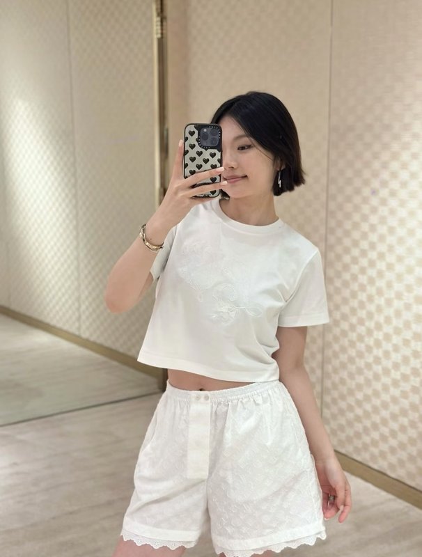 루이비통 자수 레이스 숏티셔츠 001-233151