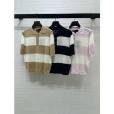 루이비통 스트라이프 로고 니트 반팔 티셔츠 001-233166
