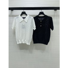 루이비통 로고 칼라 니트 반팔 티셔츠 001-233189