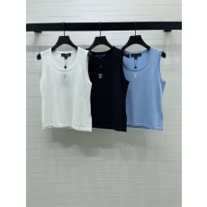 루이비통 라운드넥 니트 자수 조끼 001-233190