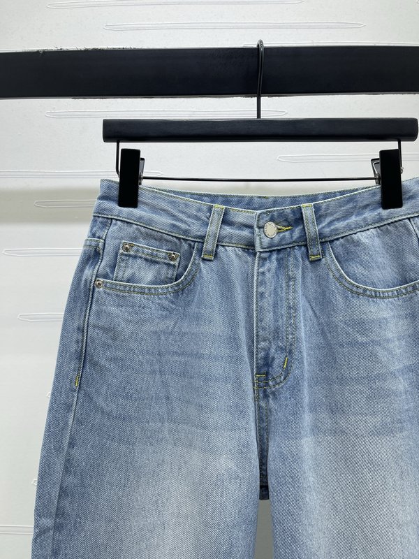 루이비통 자수 포켓 하이웨이스트 스트레이트 진 001-233220