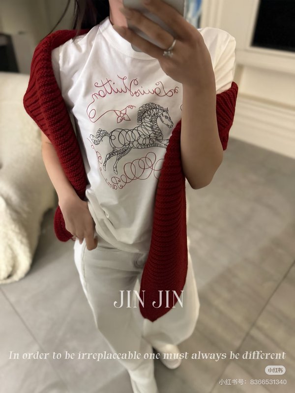 루이비통 말의 해 한정판 프린트 라운드넥 반팔 티셔츠 001-233242