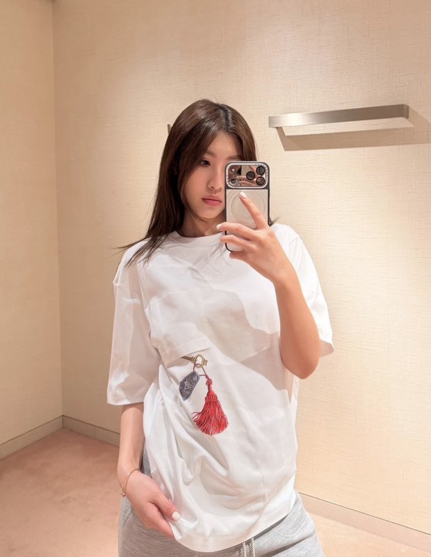 루이비통 키 프린트 프린지 루즈핏 반팔 티셔츠 001-233348