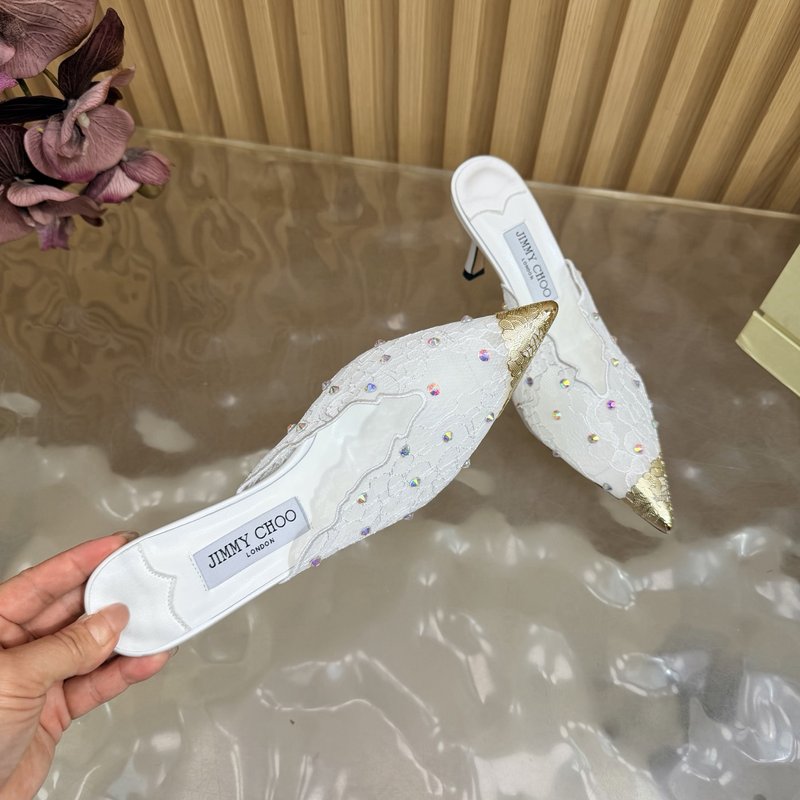 지미추 레이스 스팽글 뾰족구두 힐 샌들 001-233768