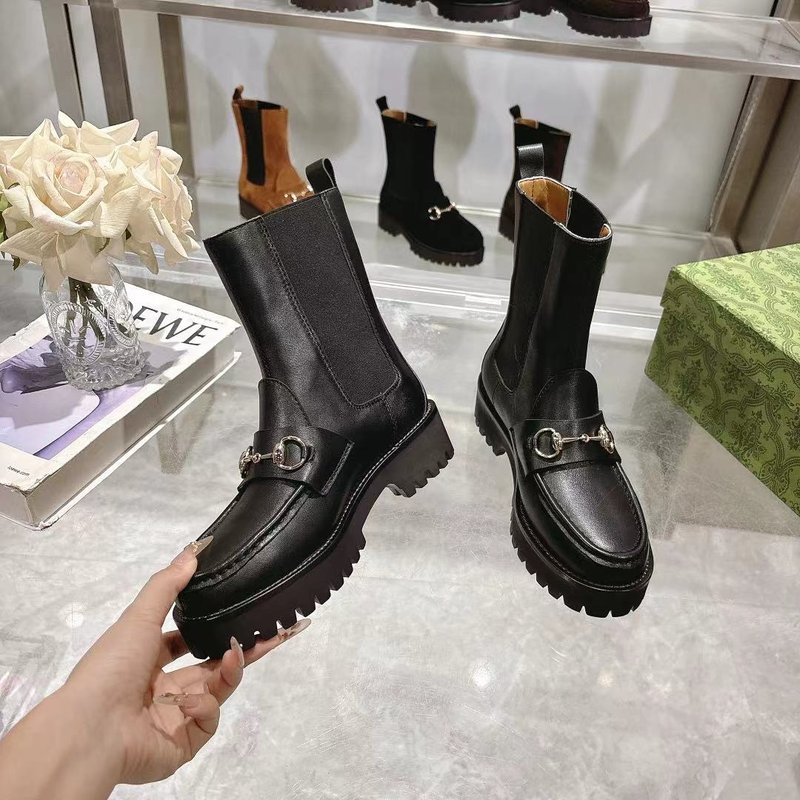 구찌 패션 라운드 토 여성 부츠 001-233949