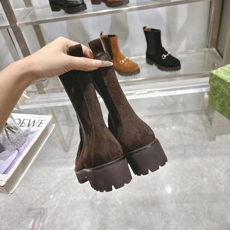 구찌 패션 라운드 토 여성 부츠 스웨이드 001-233979