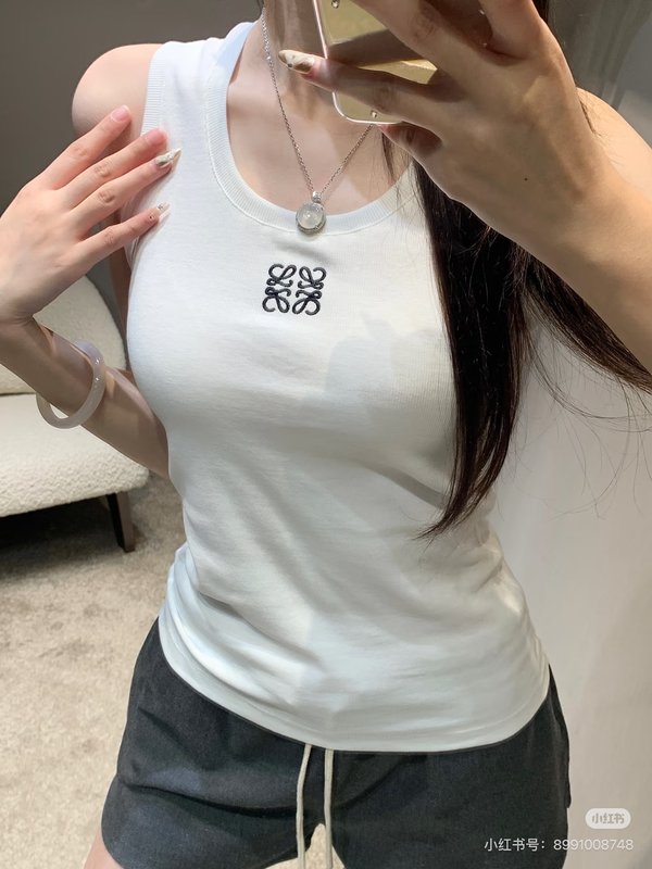 로에베 로고 자수 립스트레치 면 조끼 001-234117