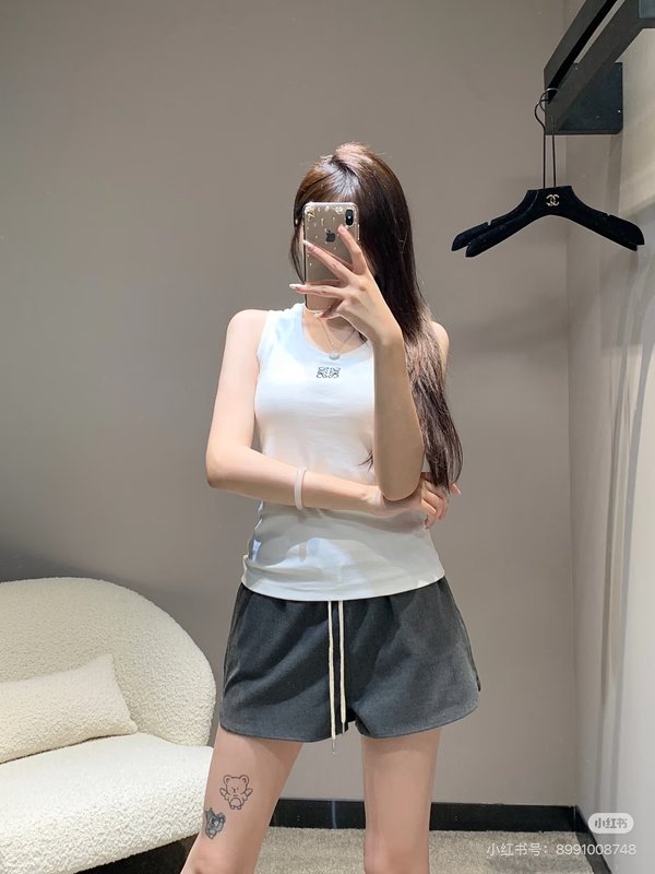 로에베 로고 자수 립스트레치 면 조끼 001-234117