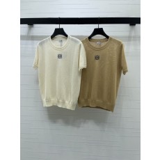 로에베 자수 라운드 니트 반팔 티셔츠 001-234182