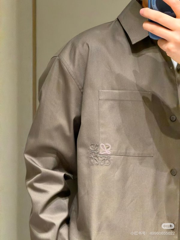 로에베 컬러 블록 로고 자수 칼라 셔츠 001-234213