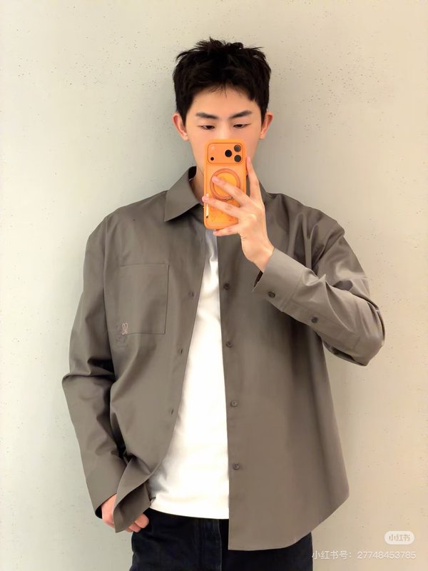 로에베 컬러 블록 로고 자수 칼라 셔츠 001-234213